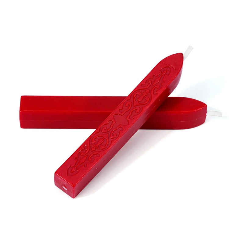 Yoption 5Pcs Sealing Wax Sticks, Vintage Totem Fire Manuscript Bright Red Wax Seal Sticks with Wicks, Sealing Wax for Wax Seal Stamp - Image 3